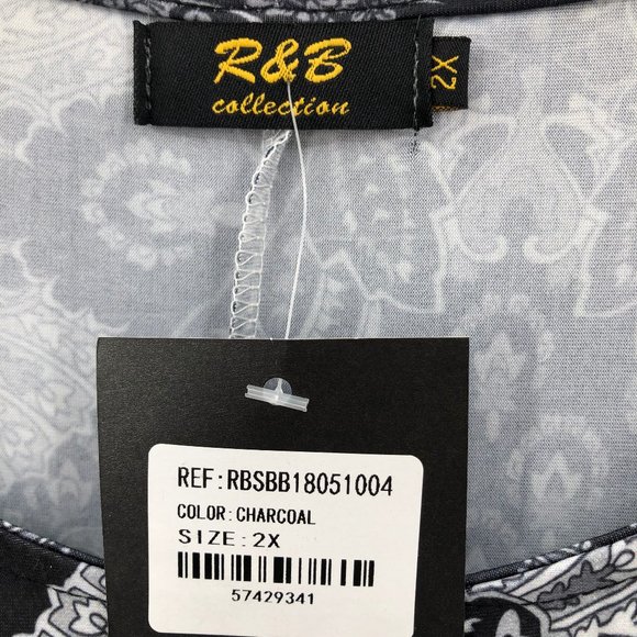 NWT R & B Collection black grey print dress - Picture 3 of 5